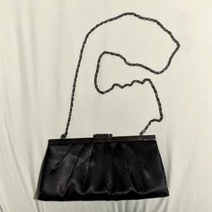 Black satin clutch
